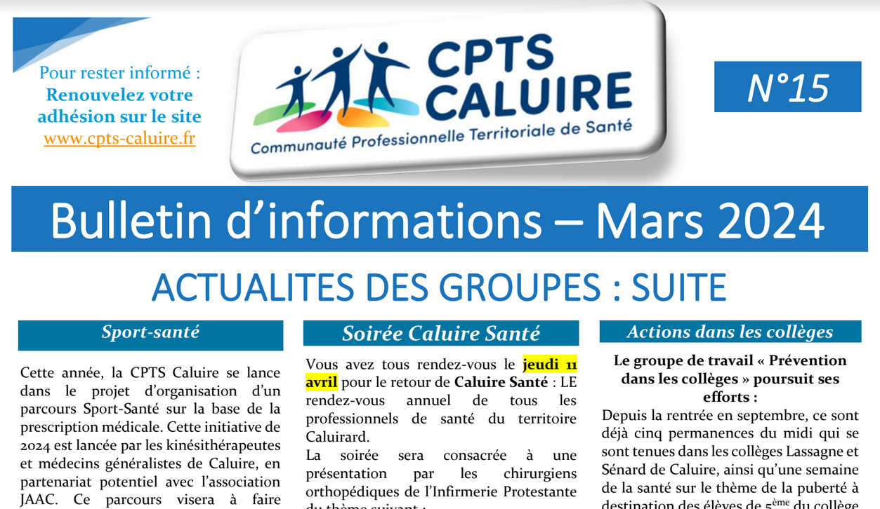 Bulletin d'Informations n°15 Mars 2024